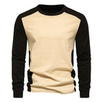 Matching Color Round Neck Sleeve Men's Long Sleeve T-shirt