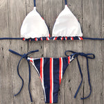 Women Push-up Low Waist Striped Bikini Beachwear