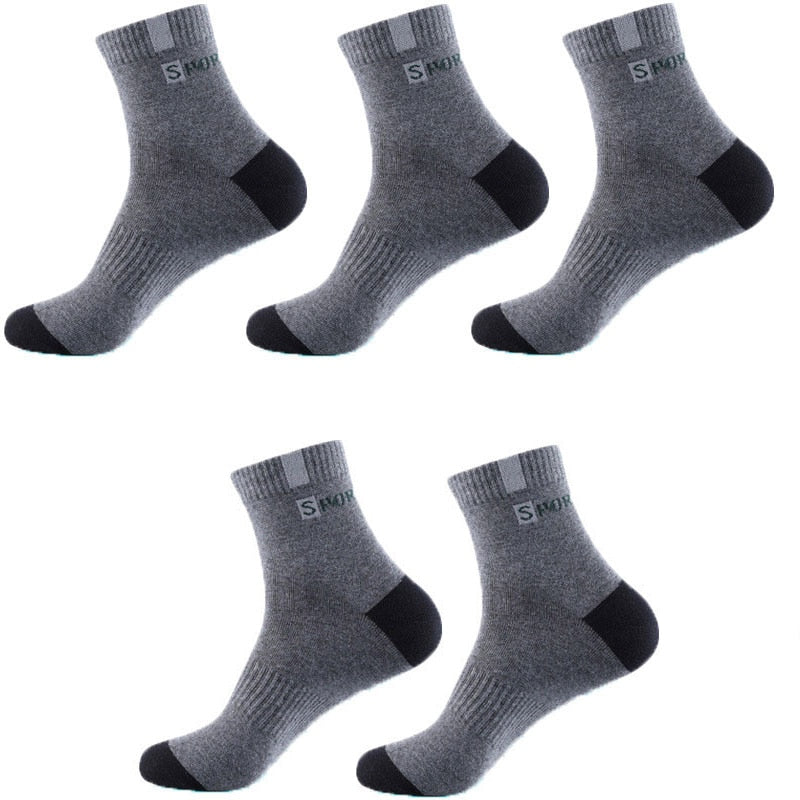 Premium Bamboo Fiber Men's Tube Socks - Pack of 5, Lightweight and Breathable for Autumn, Spring and Summer