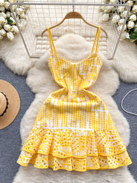 Accessible Luxury Seaside Holiday Machine Embroidery Silm Dress