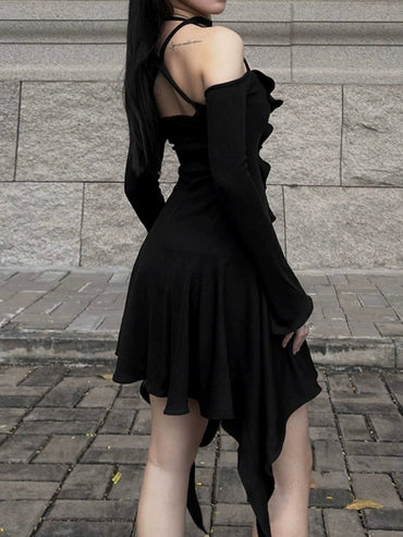Gusty Pure Desire Sexy Asymmetrical Special-Interest Design Halterneck Dress