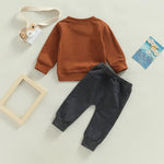 2pcs Autumn Causal Baby BoysClothes Sets Letter Patchwork Long Sleeve Pullover