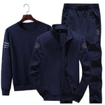 New Sweater Jacket Set Men's Casual Sports Set Three Piece Set