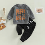 Baby Boy Clothes Set Long Sleeve Sweatshirt + Solid Color Trousers
