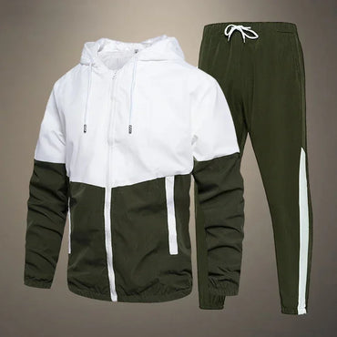 Men Tracksuit Hooded Sportswear 2 Piece Set