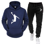 Men's 2-Piece Autumn And Winter Casual Fleece Jogging Suit