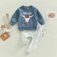 Baby Boy Clothes Set Long Sleeve Sweatshirt + Solid Color Trousers