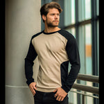 Matching Color Round Neck Sleeve Men's Long Sleeve T-shirt