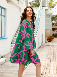 Women's floral print bell sleeve dress