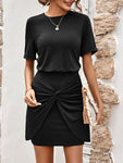 Women's Casual Solid Color Round Neck Knit Slim Body Pack Hip Dress