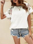 Summer casual dolman sleeve print stitching European and American T-shirt