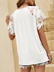 Summer casual dolman sleeve print stitching European and American T-shirt