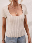 U-neck casual solid color sweater pullover loose round neck stitching sweater