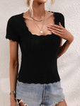 U-neck casual solid color sweater pullover loose round neck stitching sweater