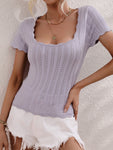 U-neck casual solid color sweater pullover loose round neck stitching sweater