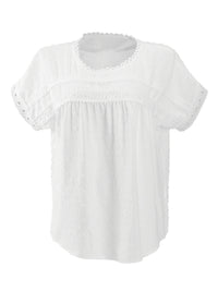 Women's new round neck pullover short sleeve lace top