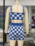 Women's Checkerboard Camisole + Shorts Two-Piece Set