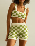 Women's Checkerboard Camisole + Shorts Two-Piece Set