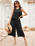 New Ladies Solid Color Casual Loose Sleeveless Ladies Jumpsuit