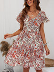 Women's Woven V Neck Loose Paisley Print Dress