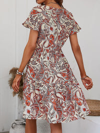 Women's Woven V Neck Loose Paisley Print Dress