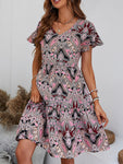 Women's Woven V Neck Loose Paisley Print Dress