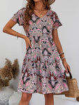 Women's Woven V Neck Loose Paisley Print Dress