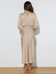 Elegant women's satin long sleeve loose dress