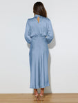 Elegant women's satin long sleeve loose dress