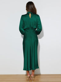 Elegant women's satin long sleeve loose dress