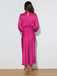 Elegant women's satin long sleeve loose dress