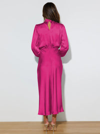 Elegant women's satin long sleeve loose dress