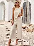 Suit elegant sleeveless top cropped pants ladies two-piece set