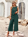 Suit elegant sleeveless top cropped pants ladies two-piece set