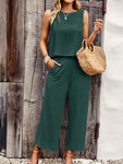 Suit elegant sleeveless top cropped pants ladies two-piece set