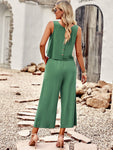 Suit elegant sleeveless top cropped pants ladies two-piece set