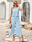 Suit elegant sleeveless top cropped pants ladies two-piece set