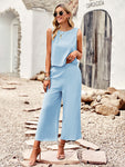 Suit elegant sleeveless top cropped pants ladies two-piece set