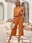 Suit elegant sleeveless top cropped pants ladies two-piece set