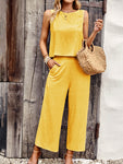 Suit elegant sleeveless top cropped pants ladies two-piece set