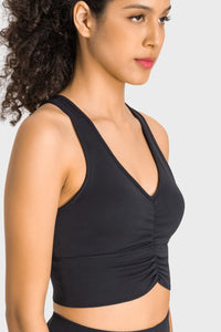 Gathered Detail Halter Neck Sports Bra