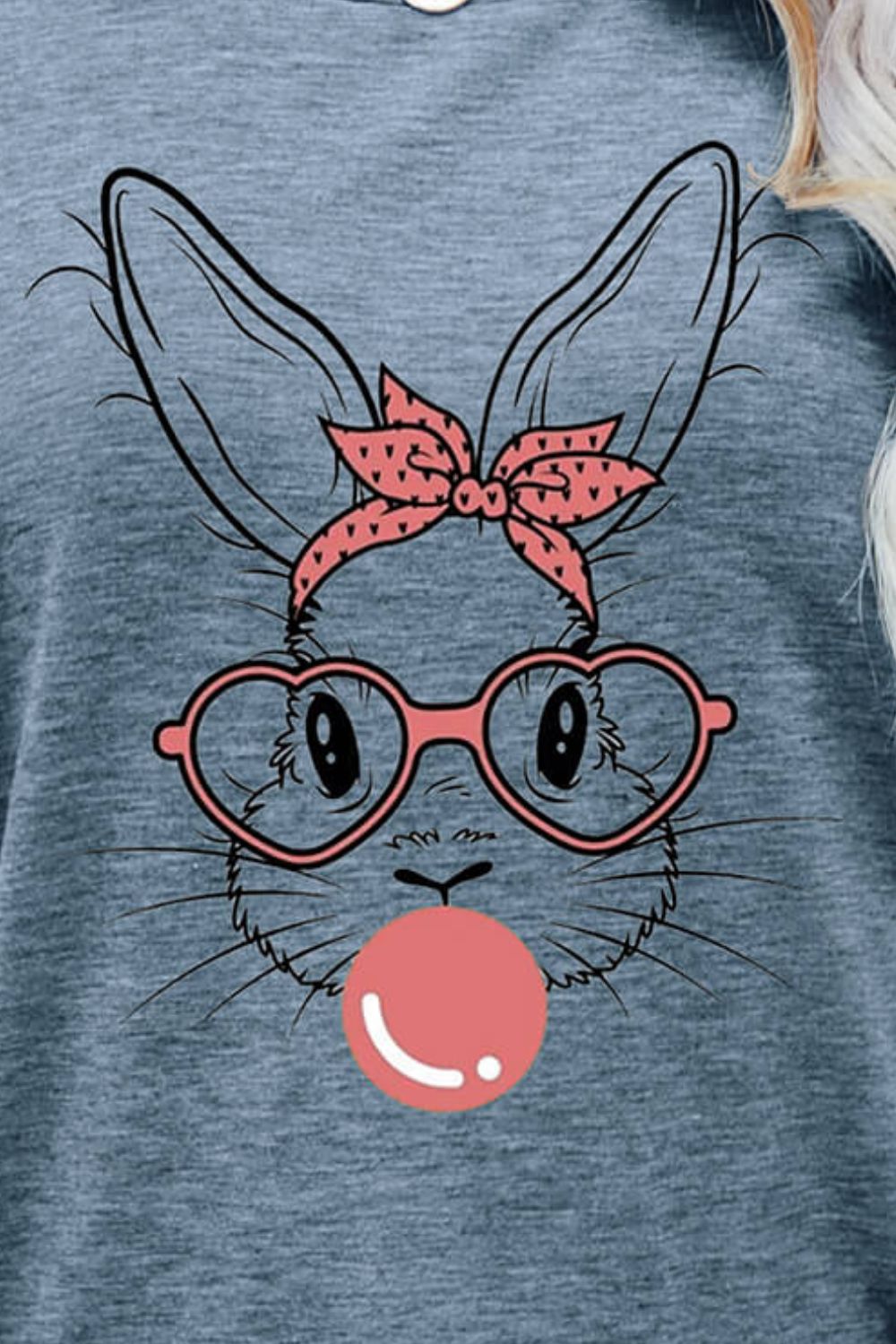 Easter Bunny Graphic Round Neck T-Shirt