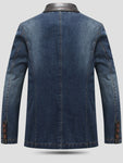 Men's Casual Denim Patchwork Suit Jacket