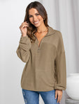 Women's casual loose T-shirt solid top