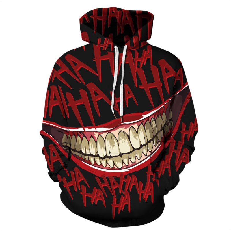 Halloween Digital Print Hooded Long Sleeve Loose Pullover Sweatshirt