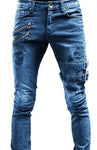 Men's Fashion Mid Waist Ripped Slim Jeans