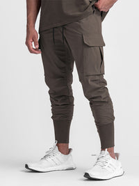 Men's casual trendy quick-drying pants multi-pocket ice silk trousers