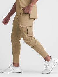 Men's casual trendy quick-drying pants multi-pocket ice silk trousers