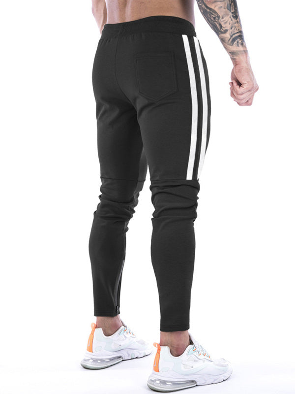 Men's Contrasting Stripe Zippered Training Sweatpants