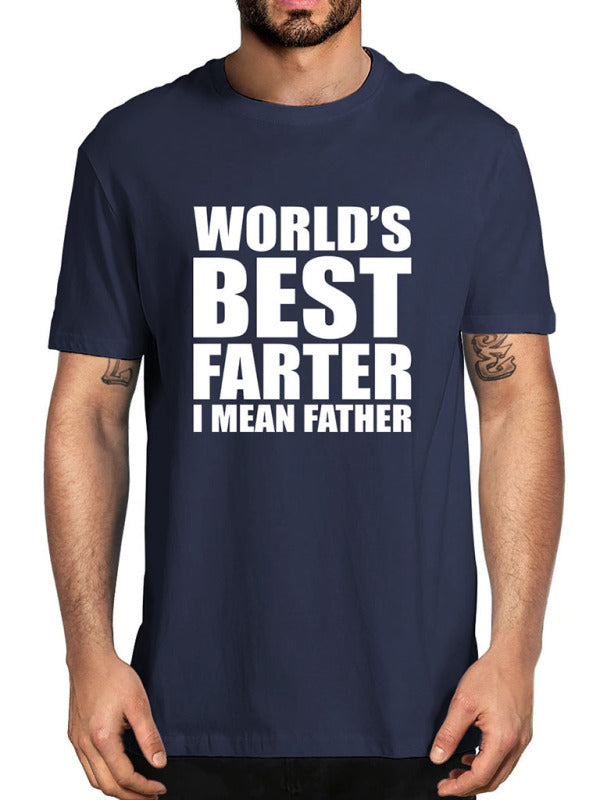 Men's BEST FATHER Print Short Sleeve T-Shirt